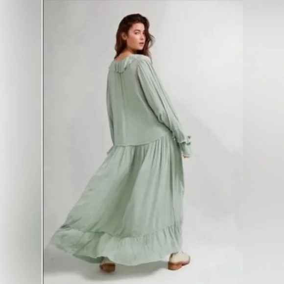 Free People Sweet Darlin Maxi, Minted Jade, Very Oversized, Distressed / Fringed - Picture 5 of 8